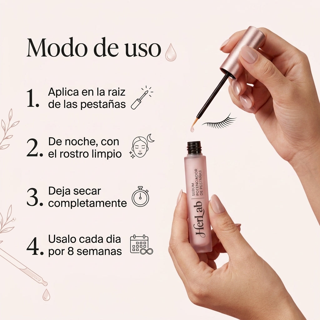Herlab Serum: Fortalece y alarga tus pestañas de forma segura.